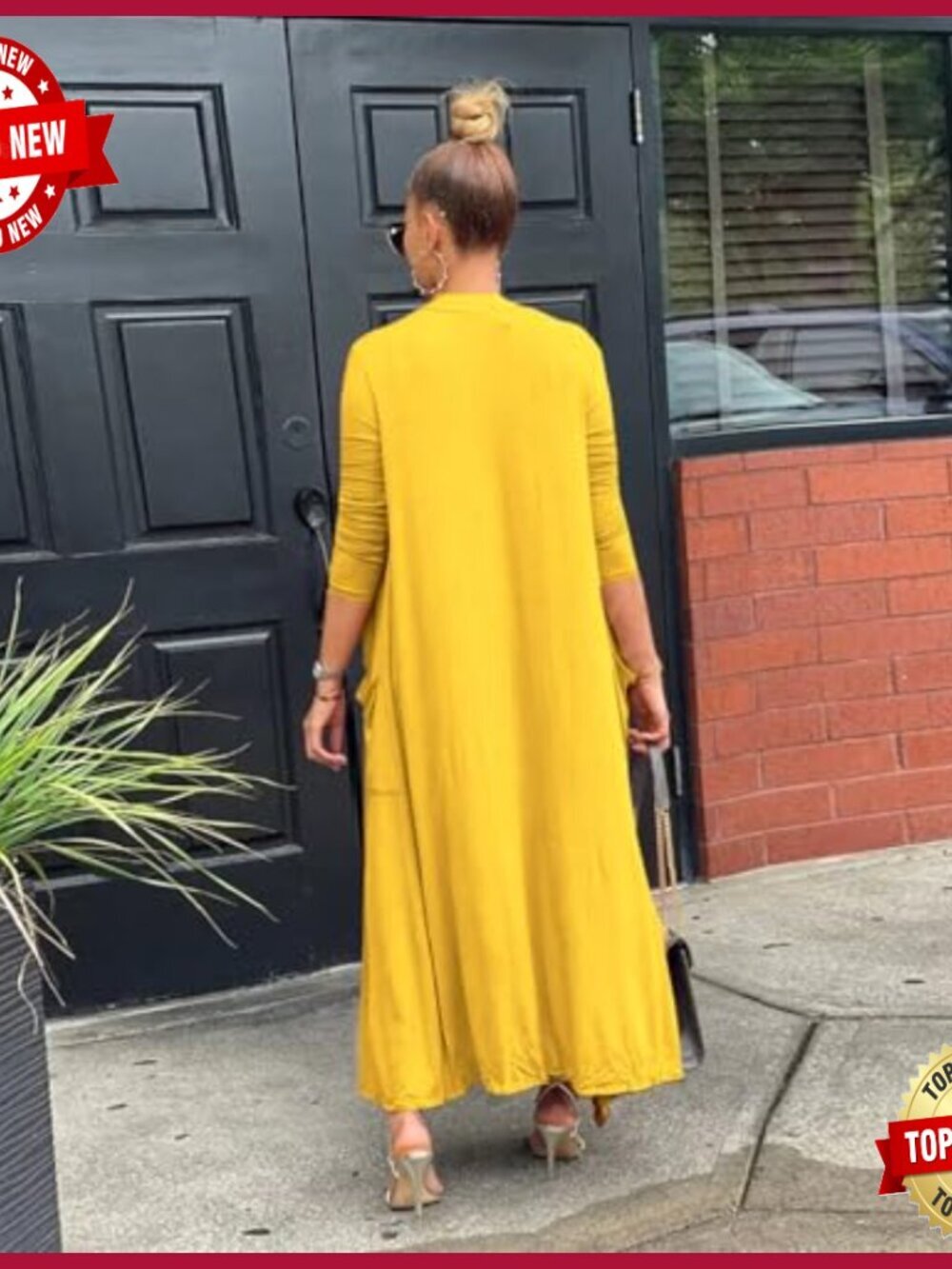 Long Sleeve Lightweight Open Front Maxi Drape Cardigan with Pockets - Picture 4 of 7